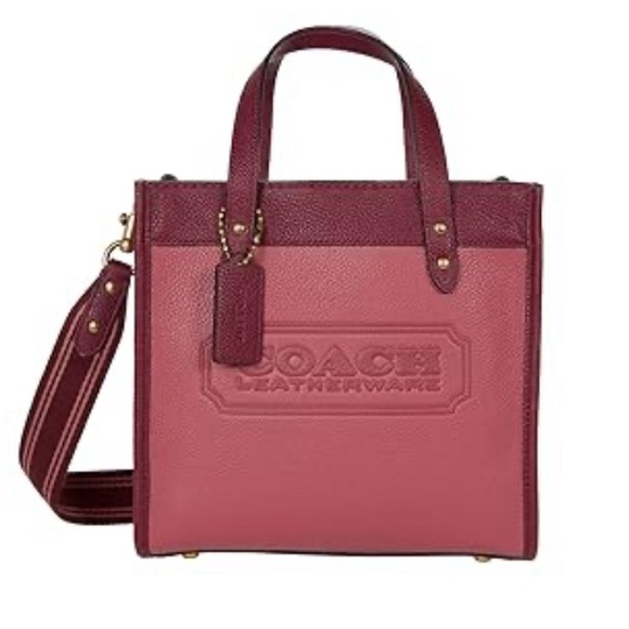 Coach Handbags - Coach Color-Block Leather Badge Field Tote 22 B4/Rouge Multi